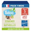 Tidoo - Luiers maat 3 4-9 kg - Milieuvriendelijke en duurzame babyluiers - Wegwerpverzorging met natuurlijke samenstelling - Milieuvriendelijk en gevoelig - 3x50 stuks